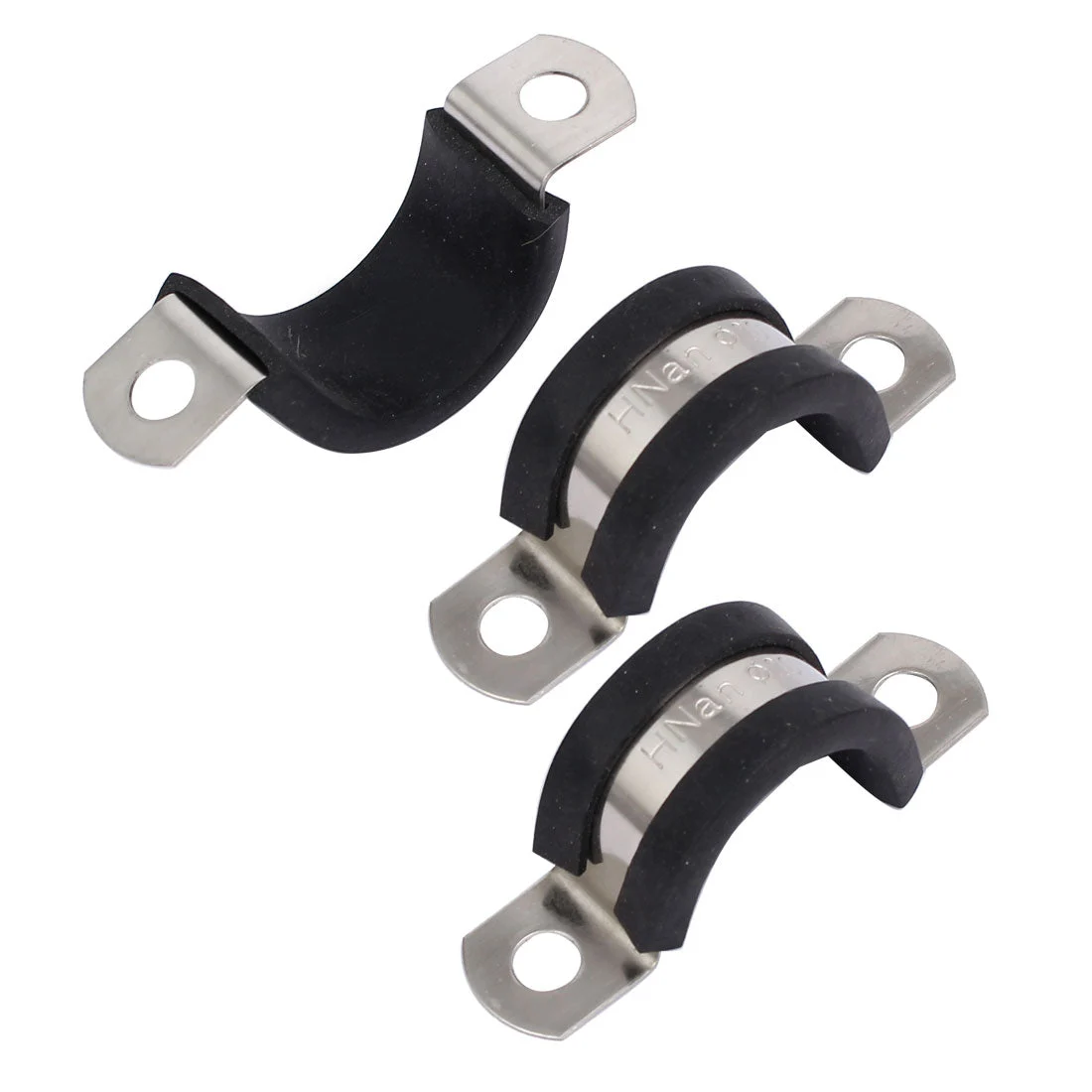 20mm Dia EPDM Rubber Lined U Shaped Pipe Tube Wire Clamps Clips 3pcs