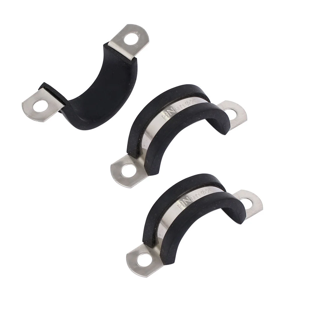 25mm Dia EPDM Rubber Lined U Shaped Pipe Tube Wire Clamps Clips 3pcs
