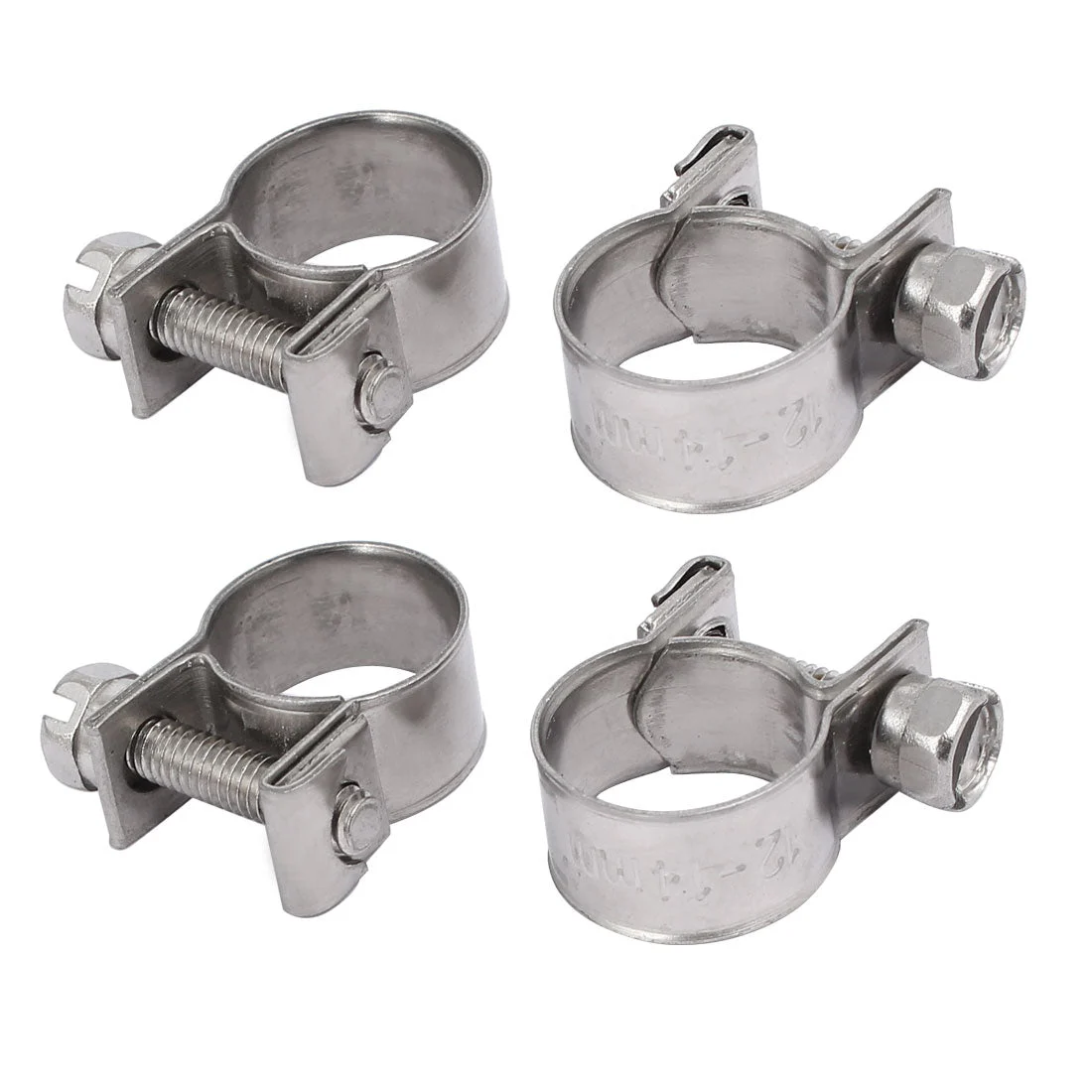 12mm-14mm 304 Stainless Steel Screw Mounted Adjustable Pipe Hose Clamps 4pcs