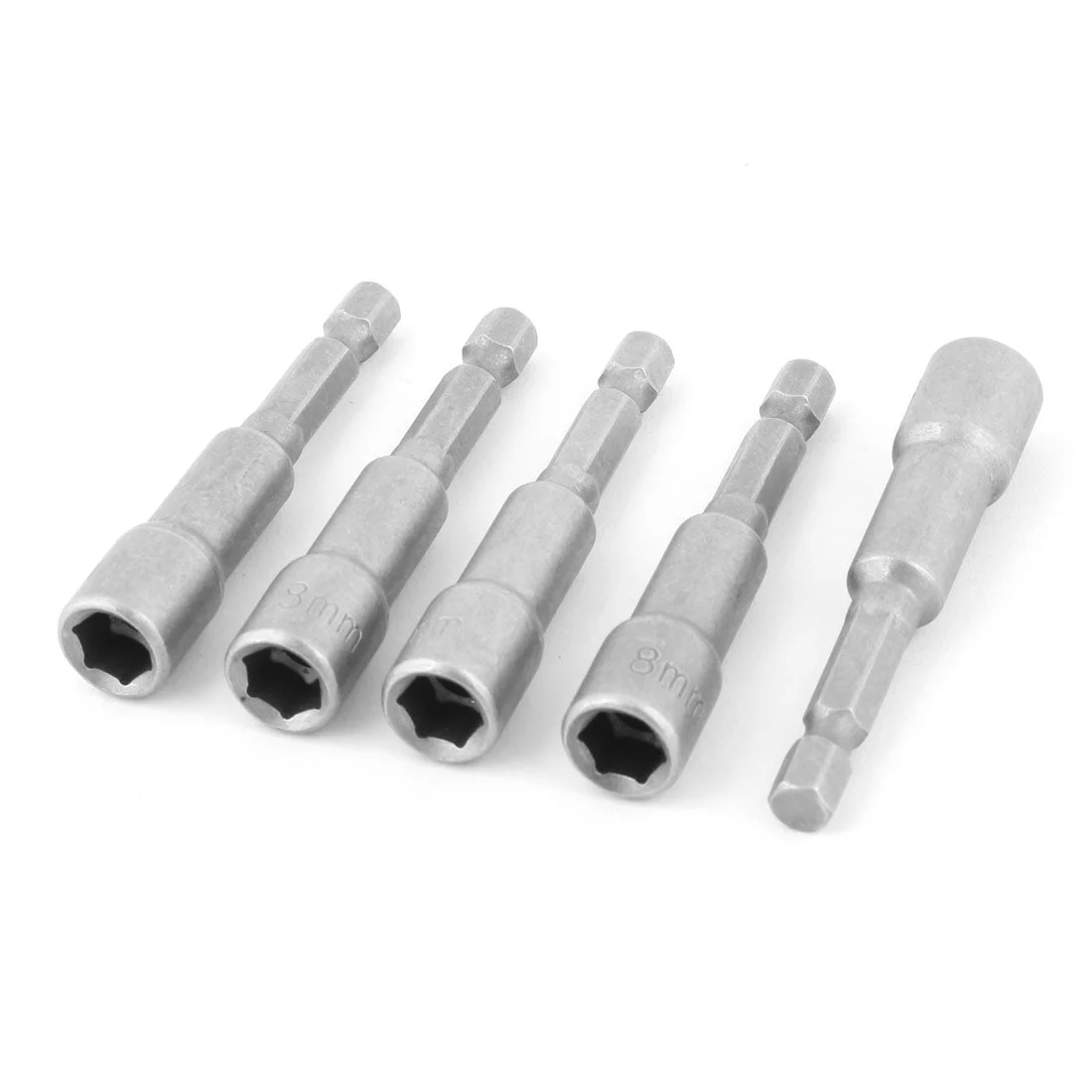 65mm Long 8mm Inner Dia Metal Magnetic Socket Hex Nut Driver Adapter Bits 5pcs