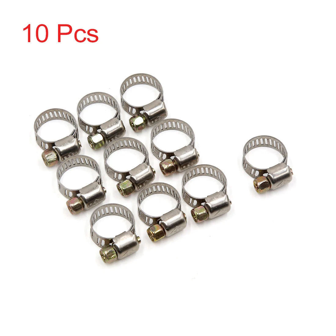 10 Pcs Stainless Steel Adjustable Hose Clamps Fuel Line Clips 9-16mm for Car Auto
