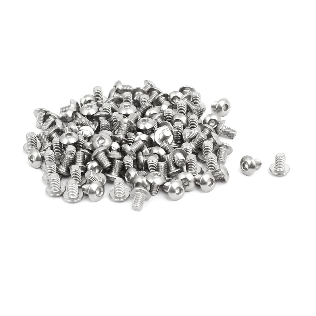 M4x6mm 304 Stainless Steel Button Head Hex Socket Cap Screws Bolts 120pcs