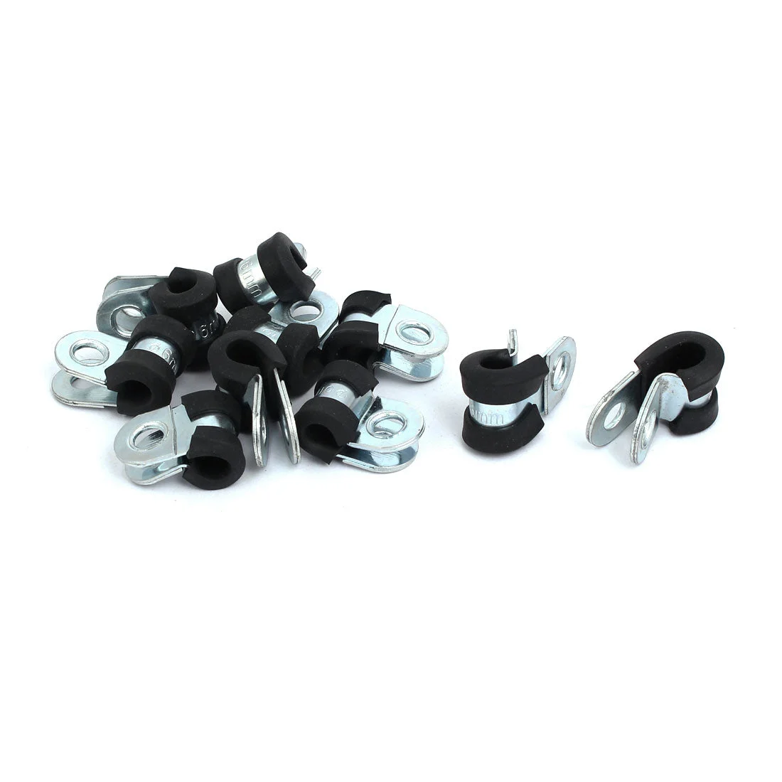 6mm Dia Rubber Lined R Shaped Zinc Plated Pipe Clip Cable Clamp 10pcs