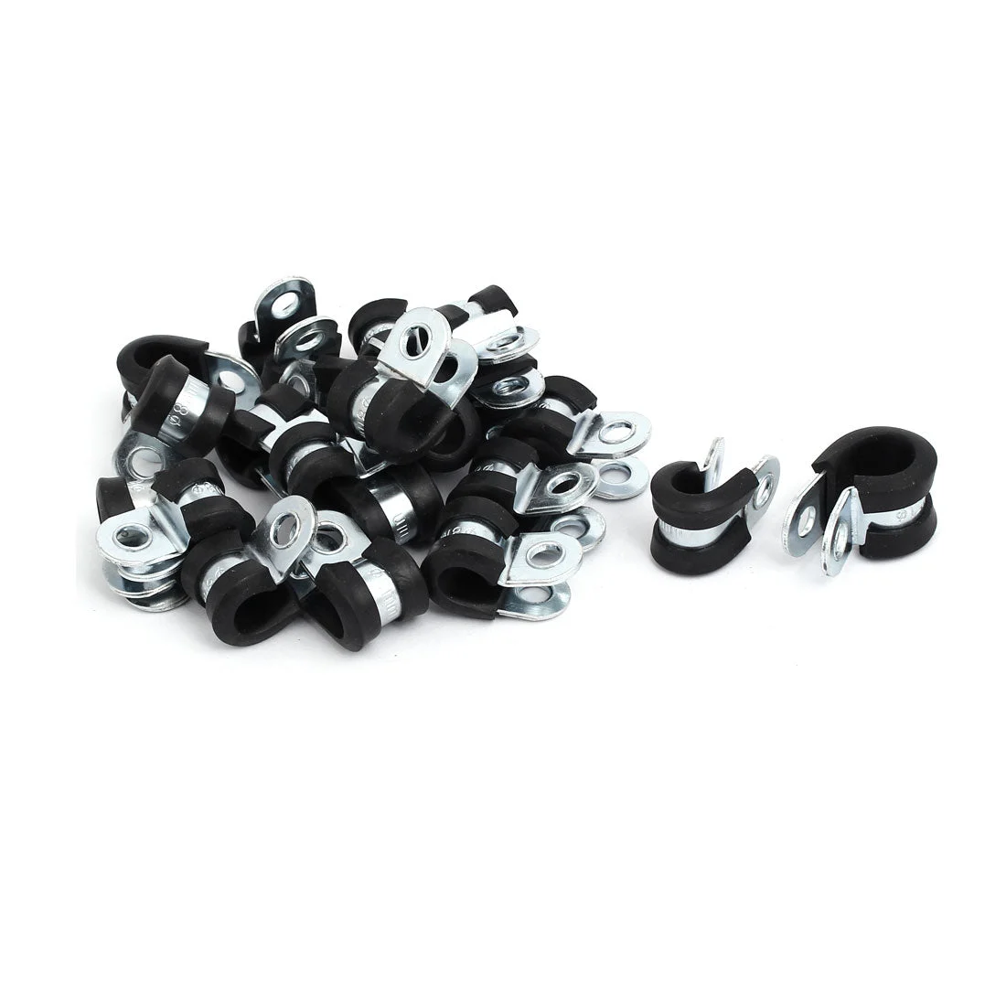 8mm Dia Rubber Lined R Shaped Zinc Plated Pipe Clip Cable Clamp 20pcs