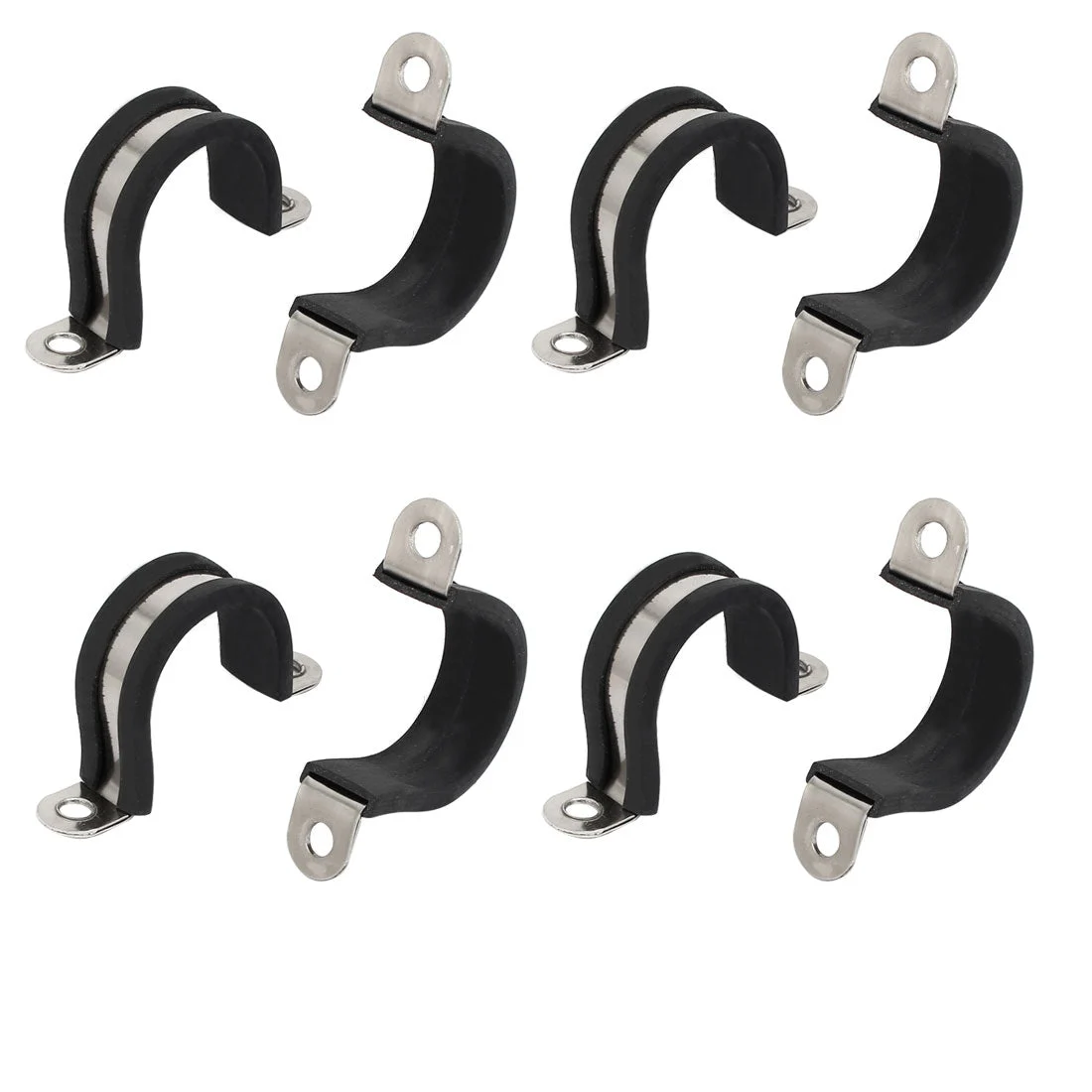 25mm Dia Rubber Lined U Shaped 304 Stainless Steel Pipe Clip Hose Clamp 8pcs