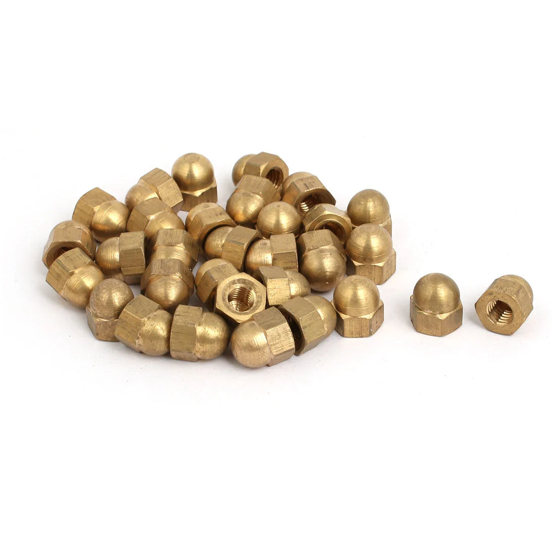 30pcs M5 Female Thread Nut DIN1587 Dome Cap Head Hex Brass Tone
