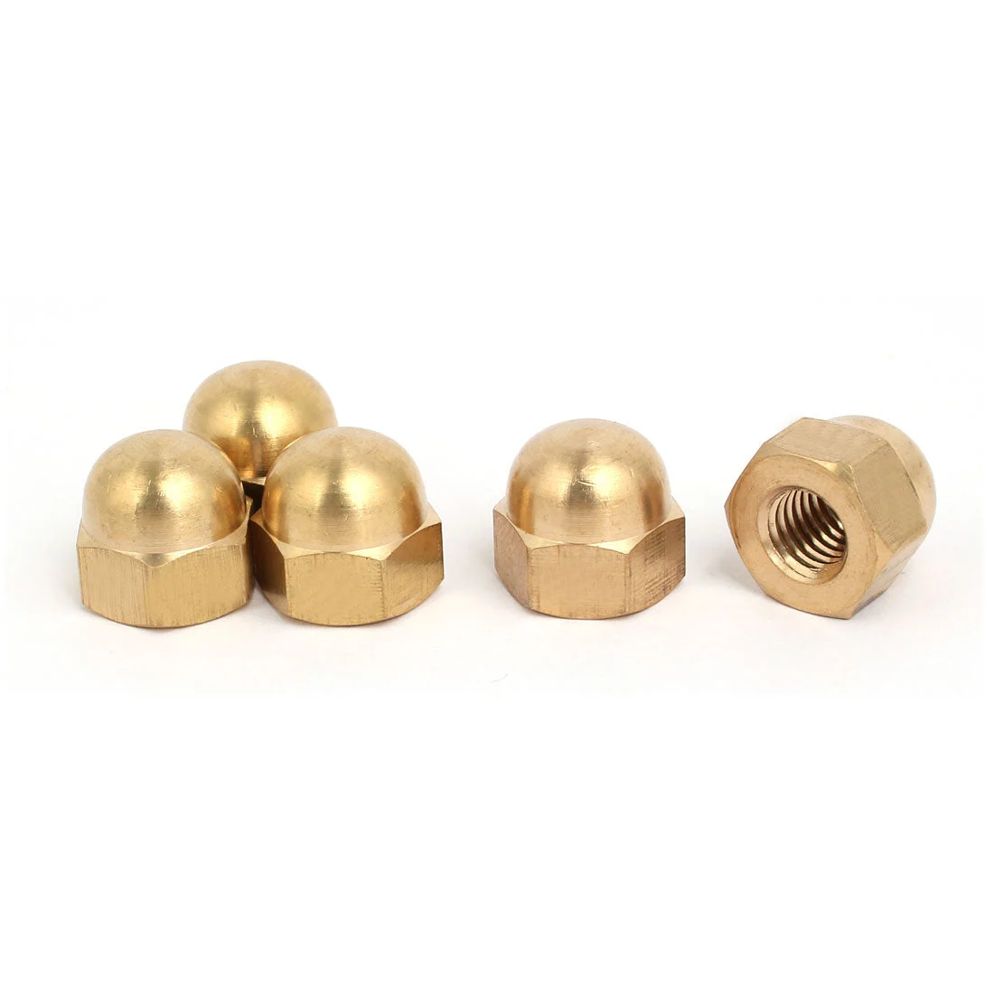 5pcs M8 Female Thread Nut DIN1587 Dome Cap Head Hex Brass Tone