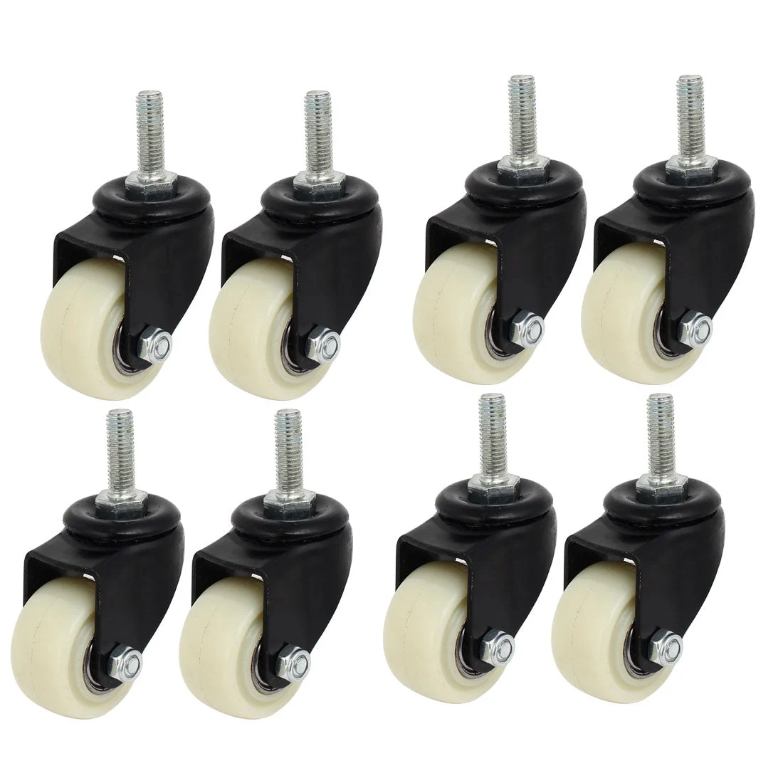 Uxcell 1.5-inch Dia PP Single Wheel M8 x 25mm Threaded Stem Universal Caster 8pcs