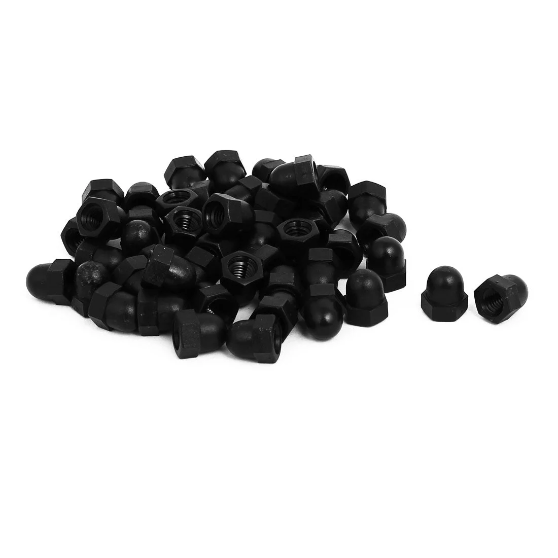 M5 Diameter Female Thread Nylon Hex Domed Cap Acorn Nuts Black 50pcs