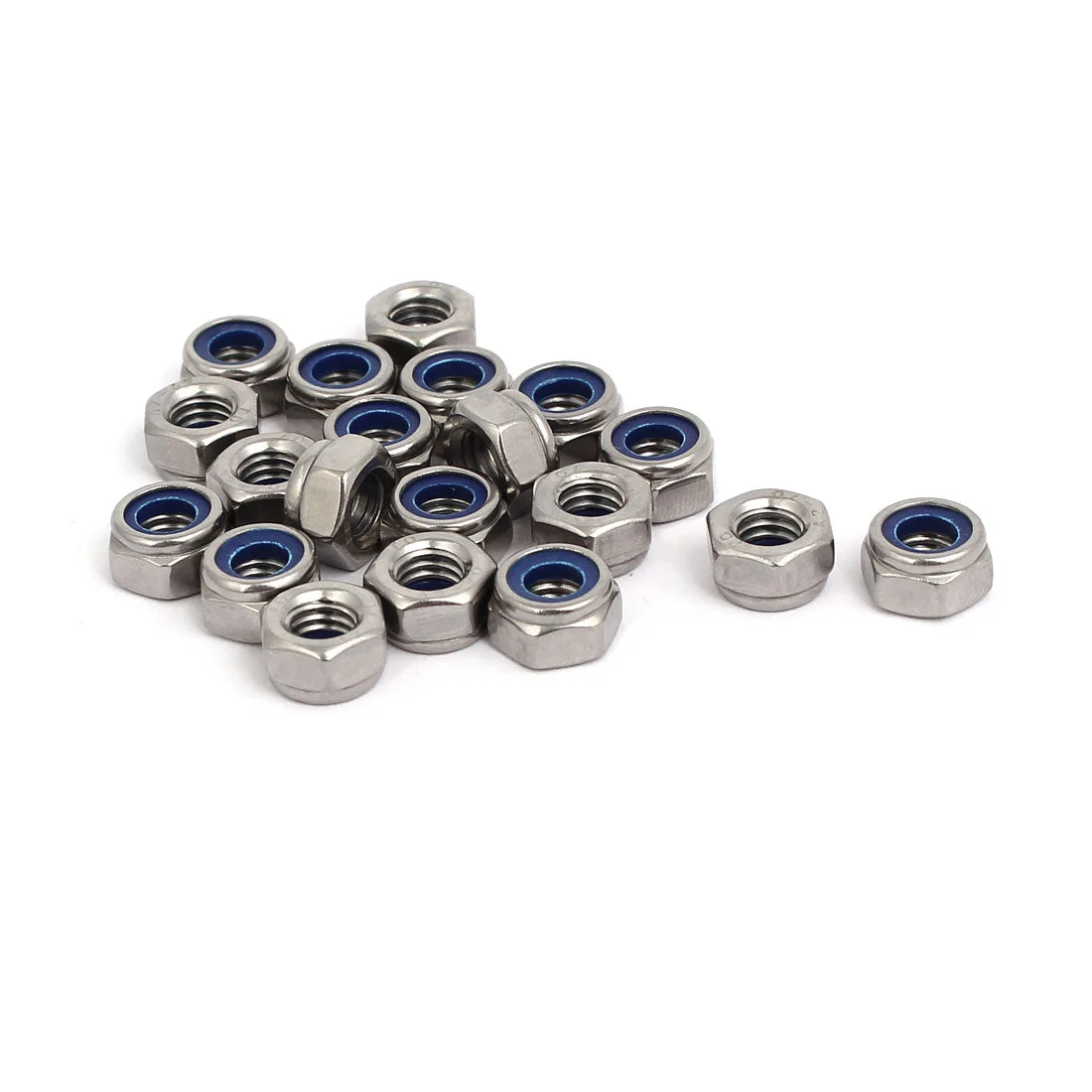 M6 Thread Dia Stainless Steel Self-Locking Nylon Insert Lock Hex Nuts 20pcs