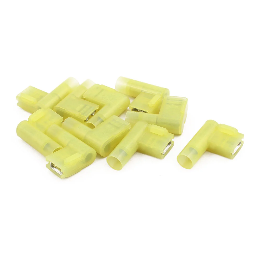 10Pcs Flag Crimp Terminals Female Nylon Fully Insulated Wire Connectors Yellow