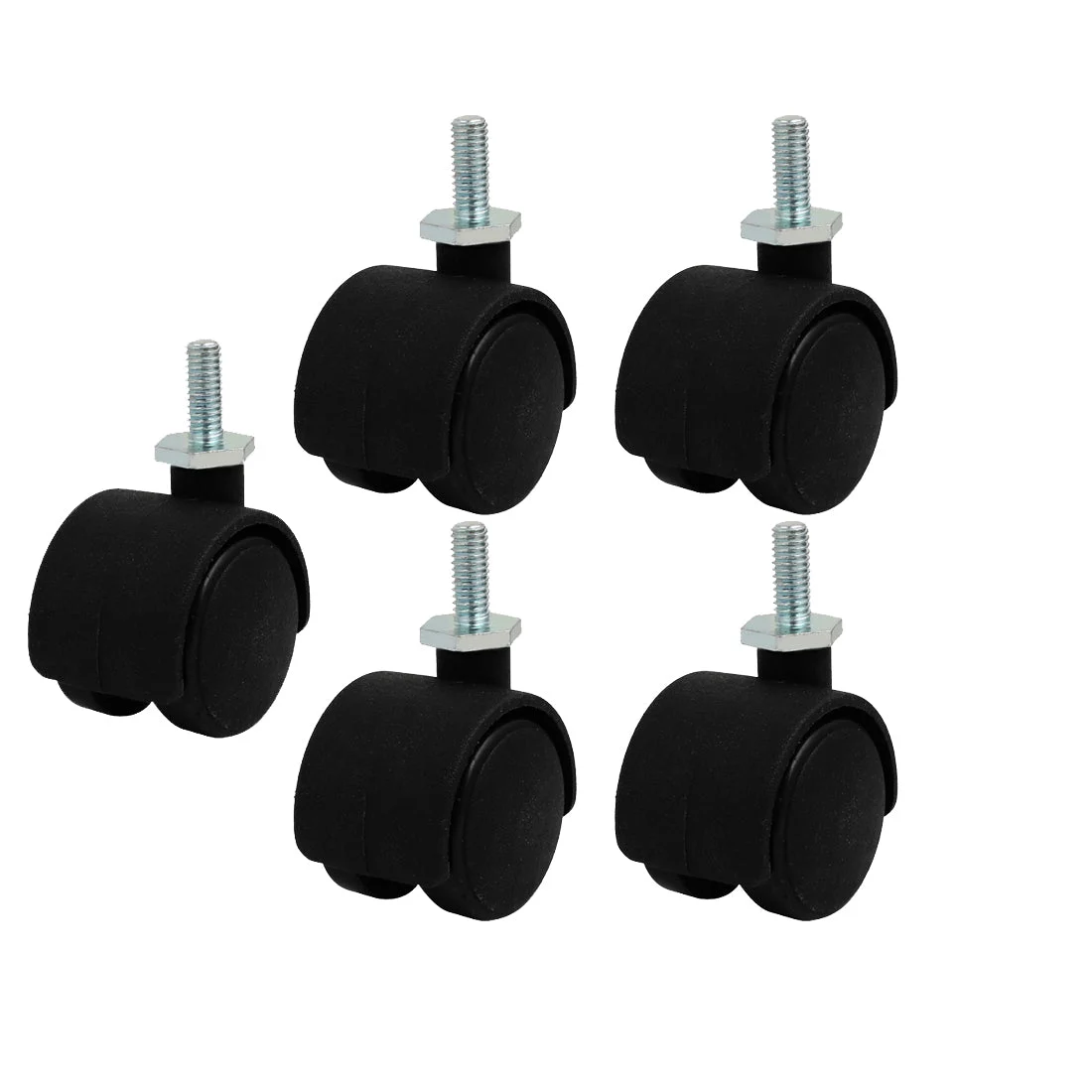 1.2-inch Nylon Wheel M6 Threaded Stem Mount Rotary Non-Brake Swivel Caster 5pcs