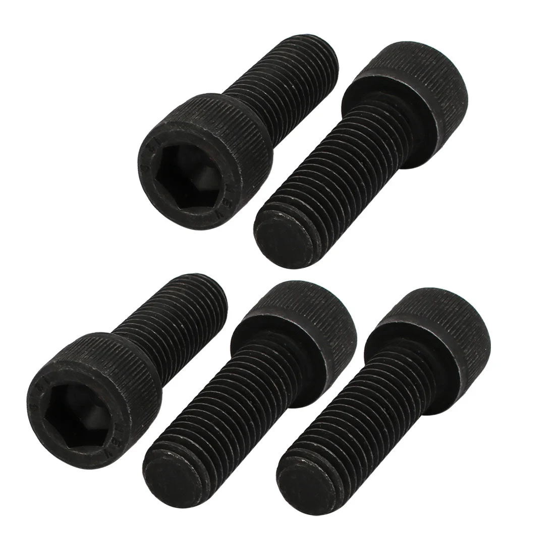 5pcs M12x35mm 12.9 Grade Hex Socket Cap Left Hand Thread Screw Bolt Black