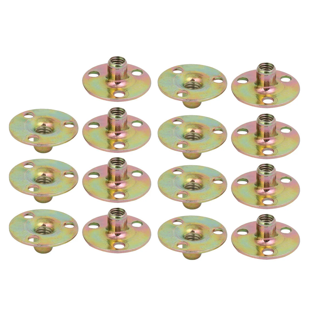 M6x25x1.2mm Carbon Steel Zine Plated Round Base Screw-On Tee Nut 15pcs
