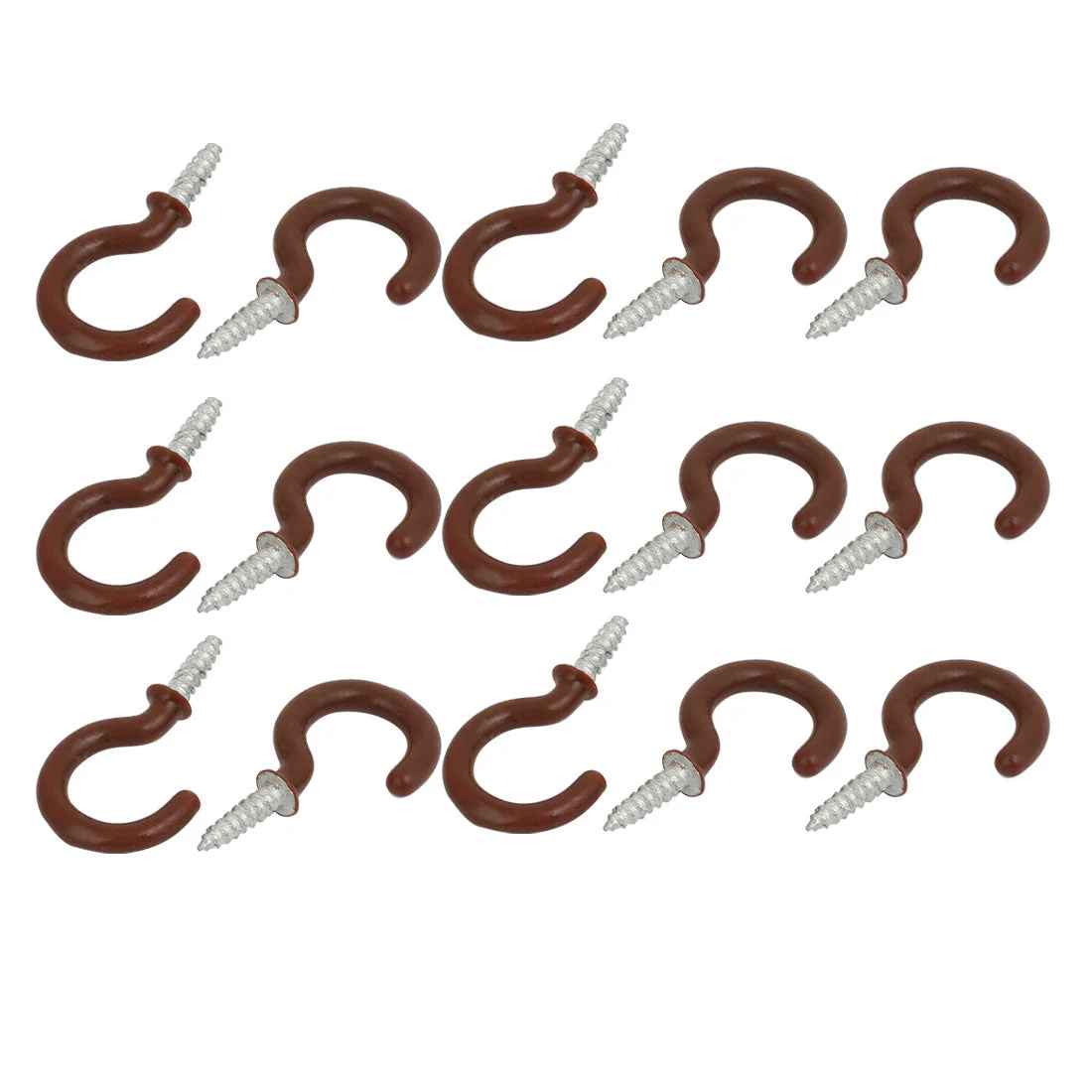 7/8 Inch Plastic Coated Screw-in Open Cup Ceiling Hooks Hangers Brown 15pcs