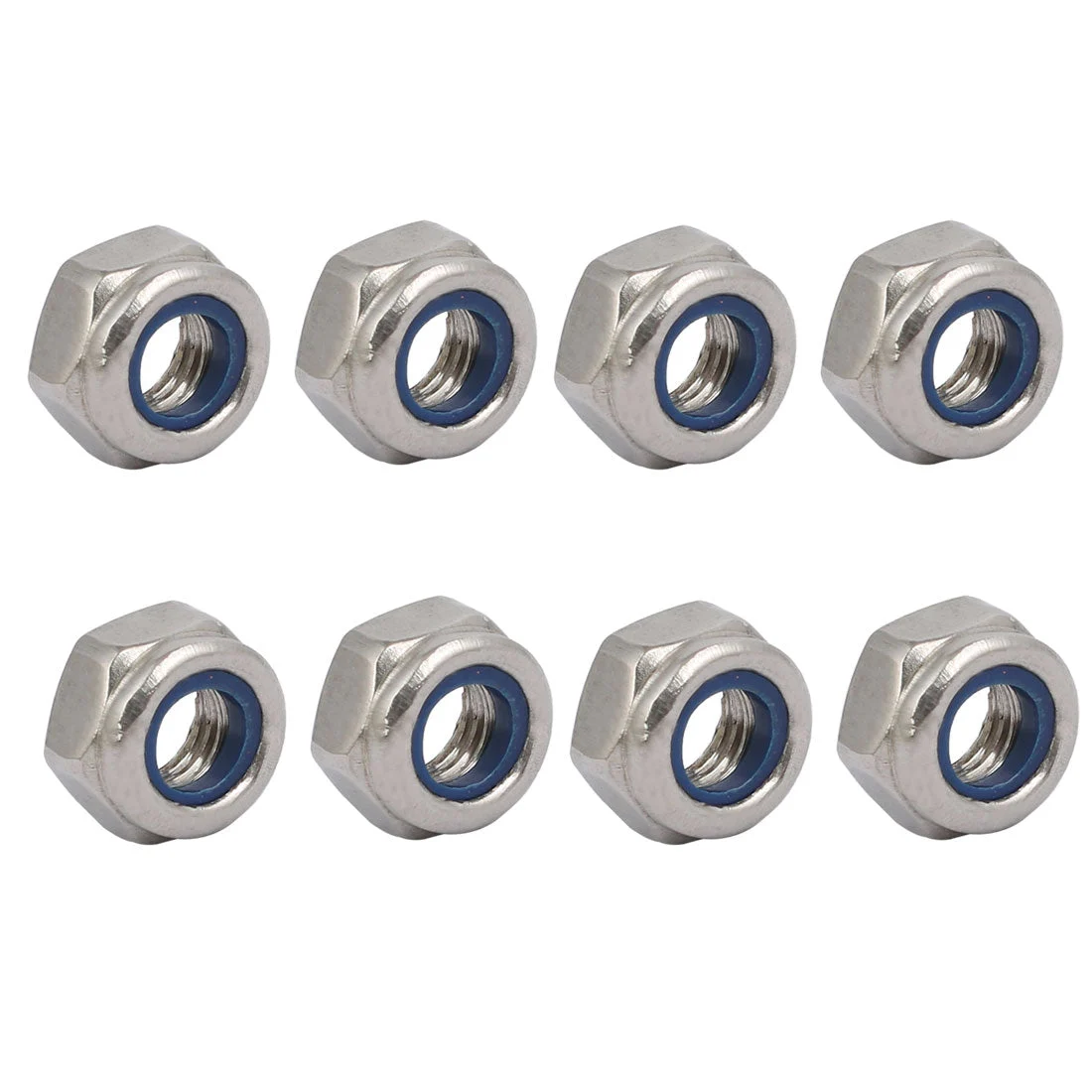 8Pc M6 x 1mm Pitch Metric Thread 304 Stainless Steel Left Hand Lock Nuts