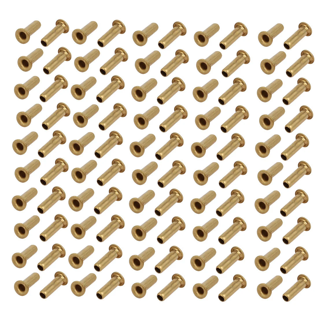 100pcs M2.5 x 8mm Brass Plated Metal Hollow Eyelets Rivets Gold Tone