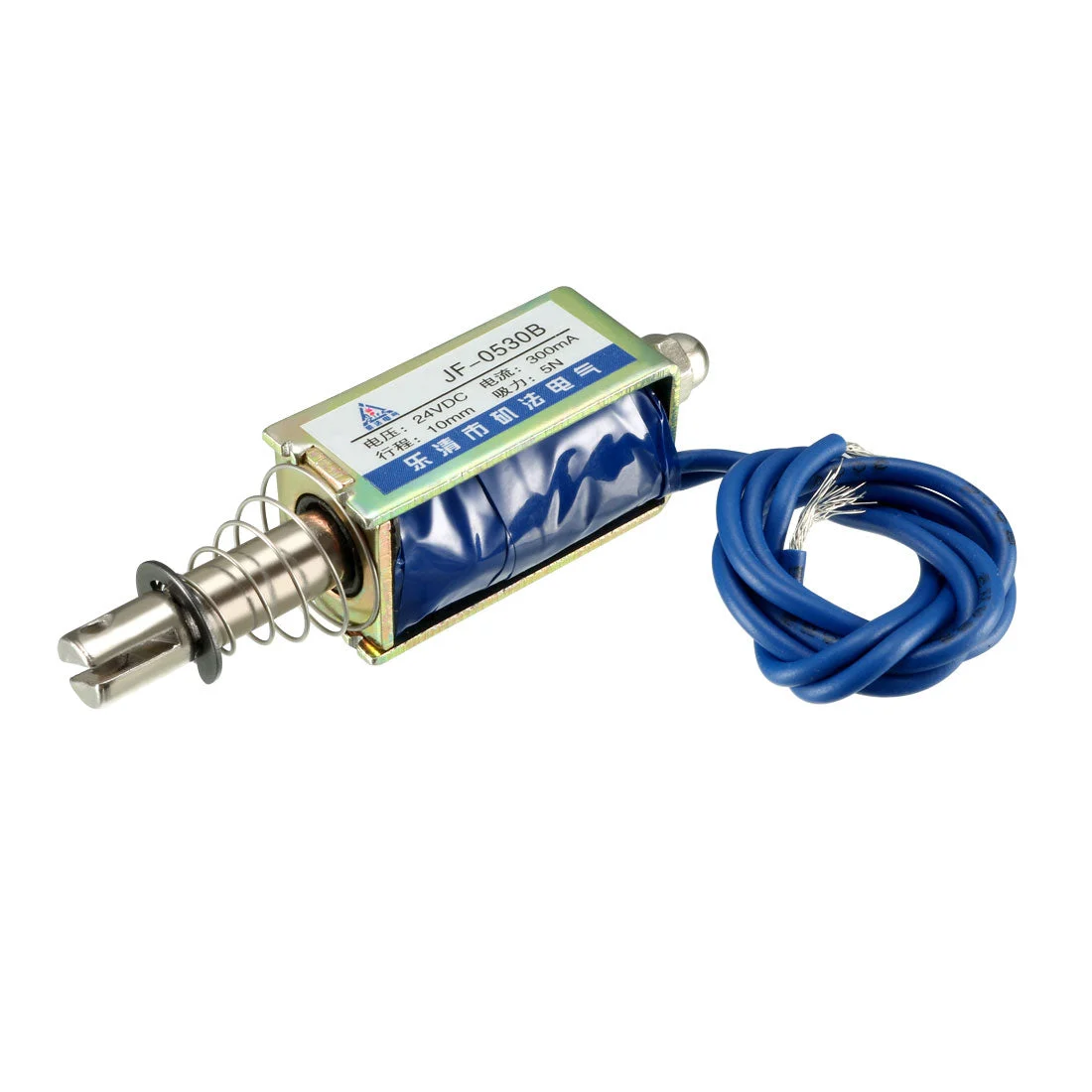JF-0530B DC 24V 300mA 7.2W 5N 10mm Push Type Linear Motion Solenoid Electromagnet