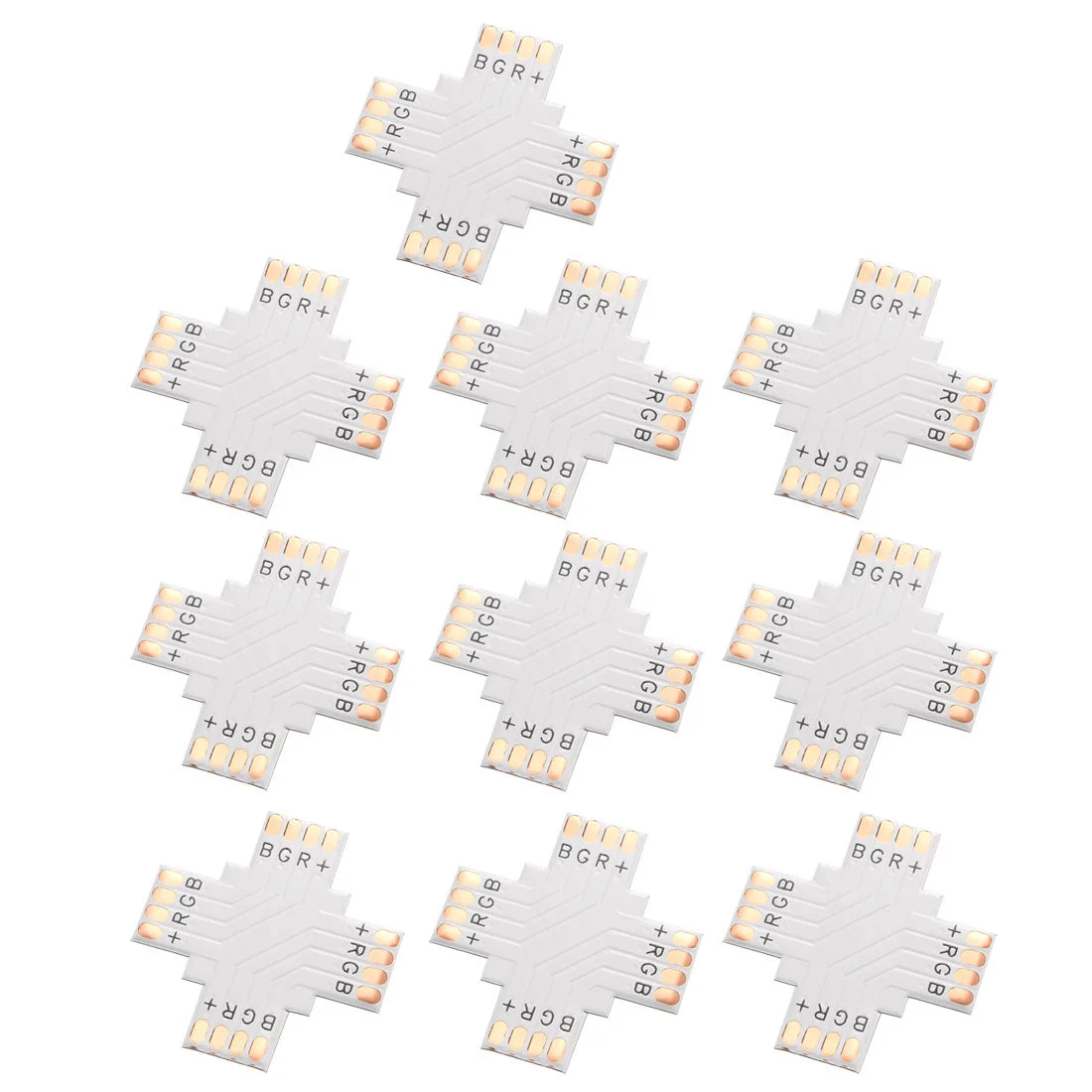 Uxcell 10 Sets Cross Shape 4 Pin Led Strip Connector for 5050(10mm) PCB LED strip