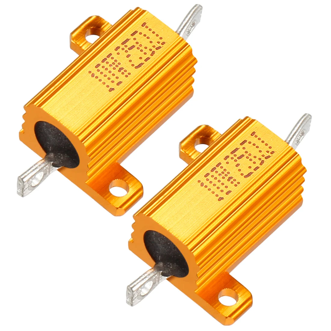 2 Pcs Aluminum Case Resistor 10W 25 Ohm Wirewound for LED Converter with Rod Post 10W25RJ