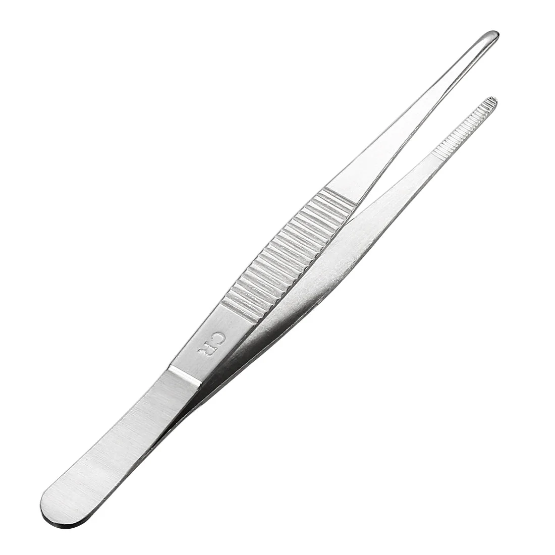 1 Pcs 5.5-Inch 430 Stainless Steel Straight Blunt Tweezers with Serrated Tip