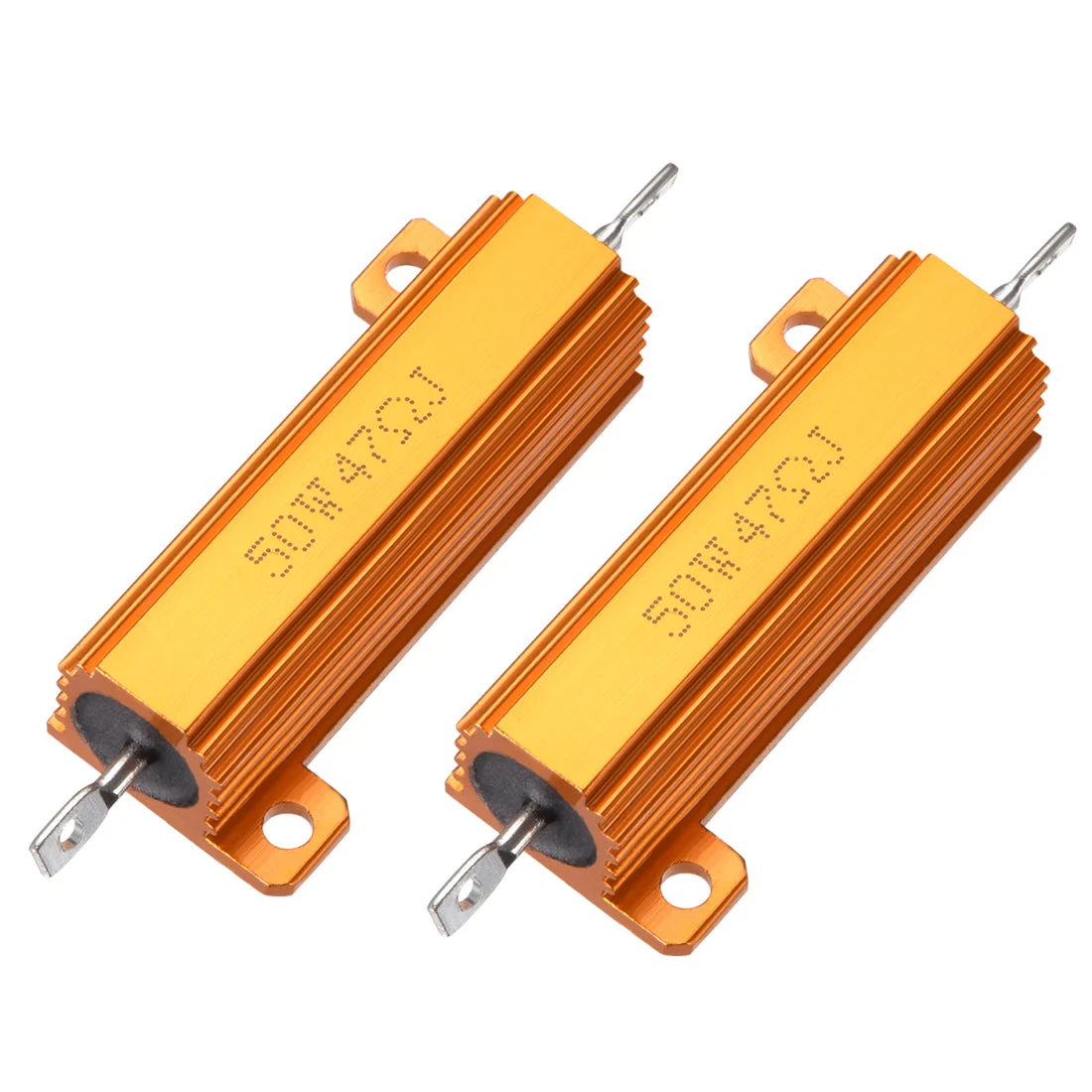 50W 47 Ohm 5% Aluminum Housing Resistor Screw Chassis Mounted Aluminum Case Wirewound Resistor Load Resistors Gold Tone 2pcs