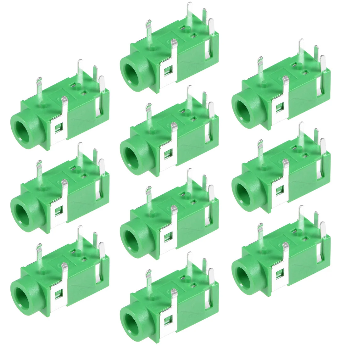 10Pcs PCB Mount 3.5mm 5 Pin Socket Headphone Stereo Jack Audio Video Connector Green PJ322