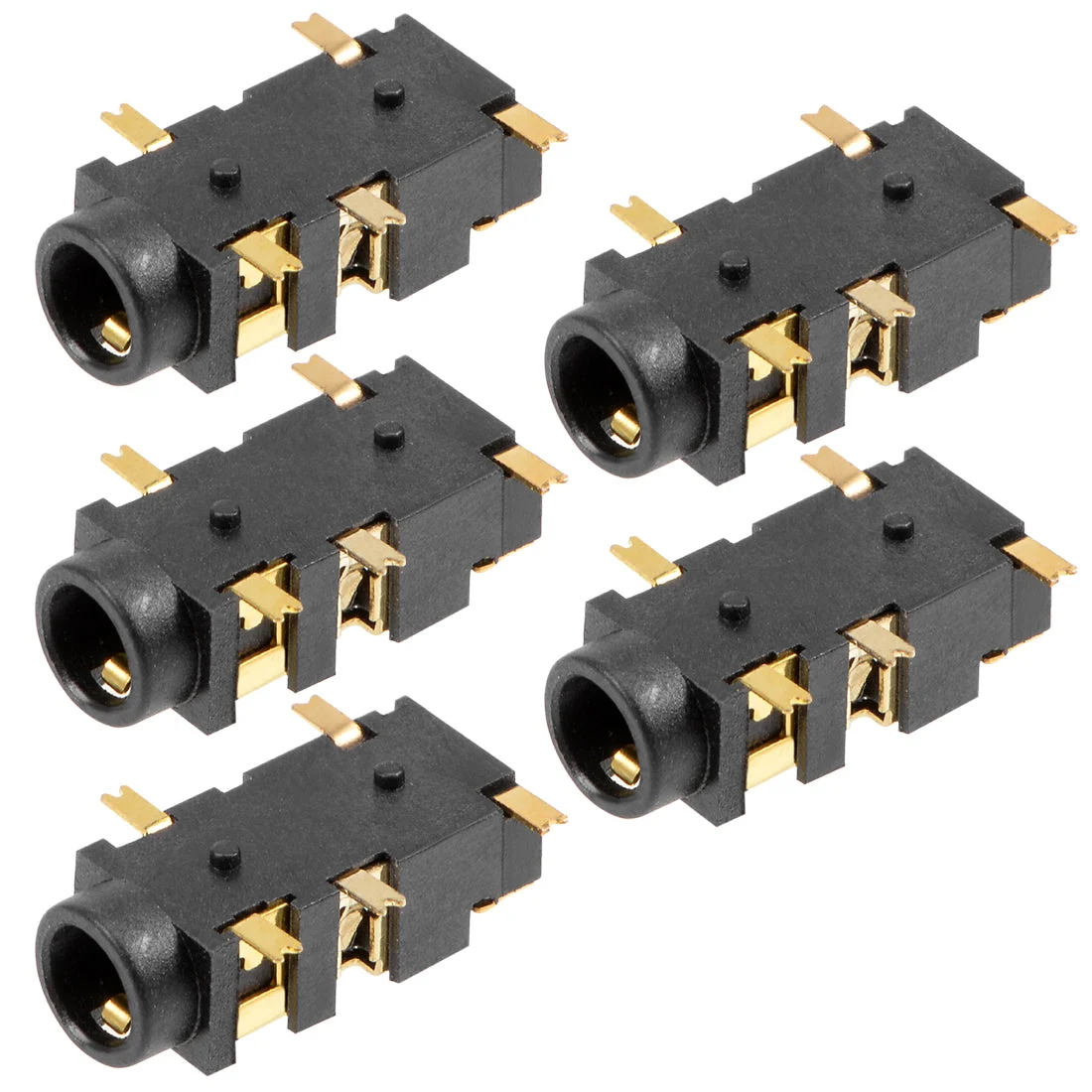 5Pcs PCB Mount 3.5mm 5 Pin Socket Headphone Stereo Jack Audio Video Connector Black PJ327E