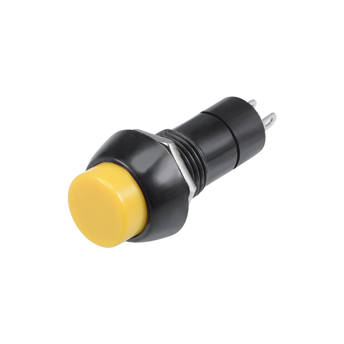 2Pcs,12mm Yellow Momentary Push Button Switch Round Flat Button SPST NO