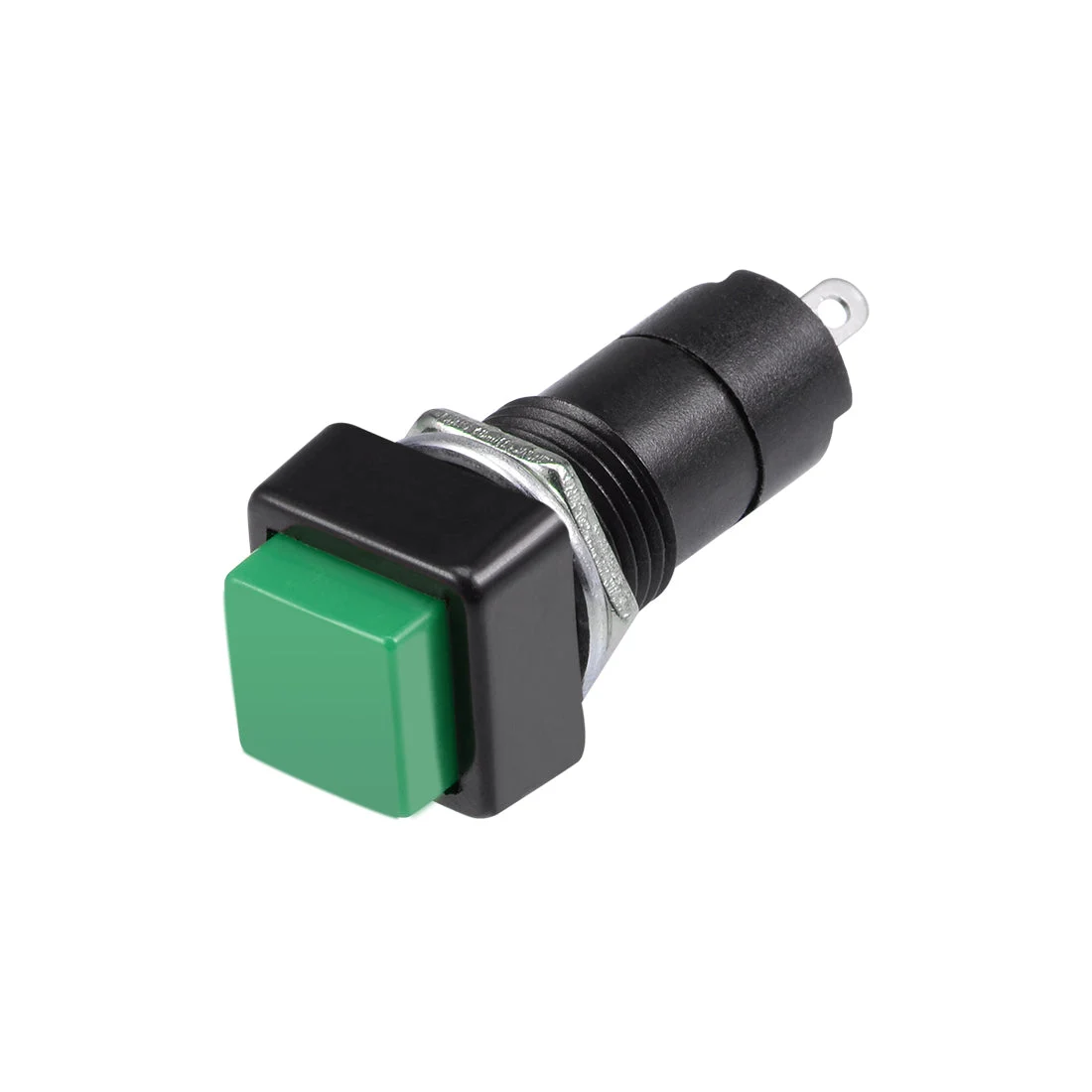 10Pcs,12mm Latching Push Button Switch Green Self-Locking Square Button SPST NO