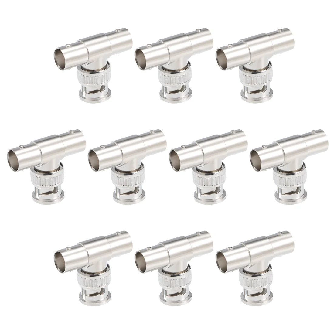 10Pcs BNC 1 Male to 2 Female 3 Way T Shape Adapter Connector Splitter
