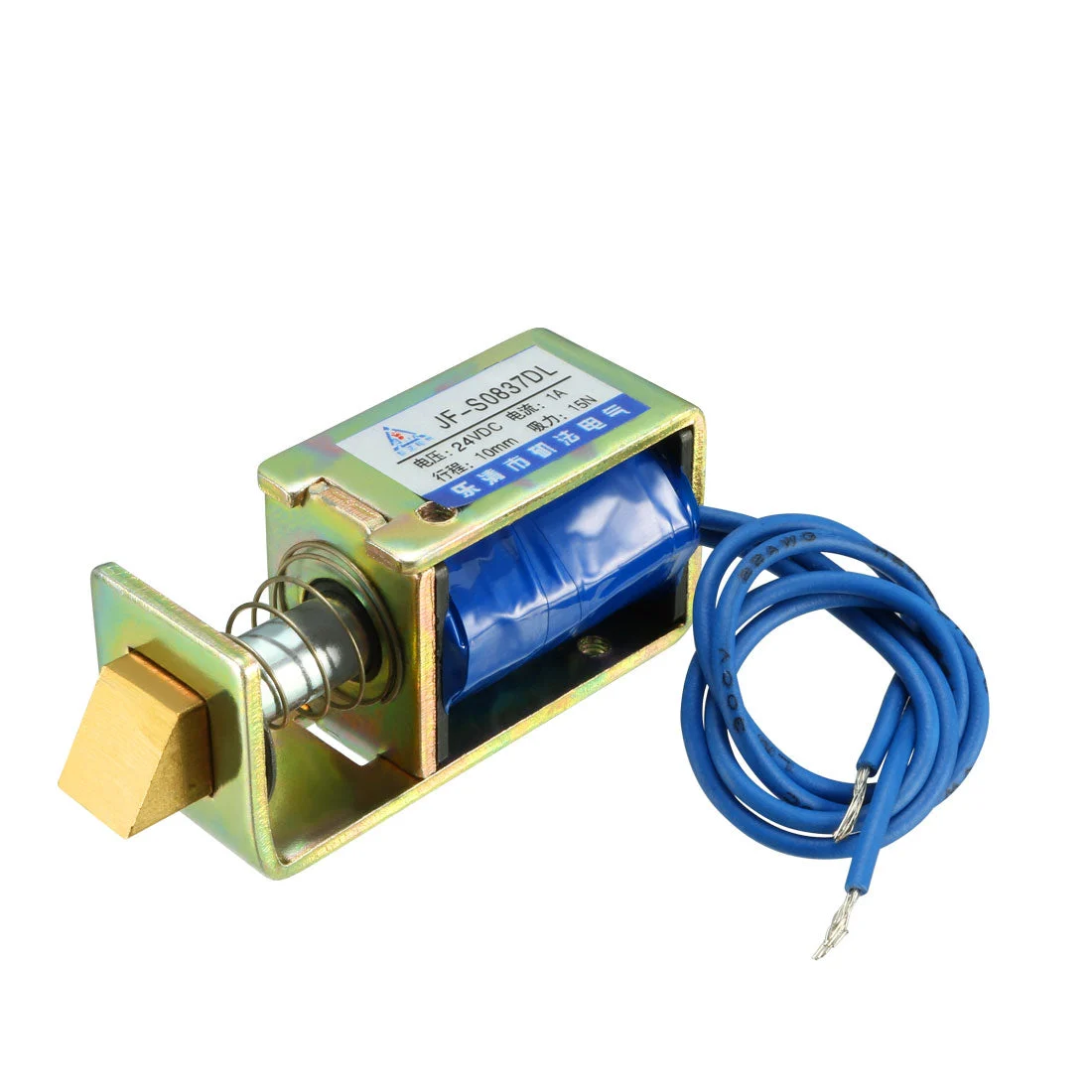 Eelectric Door Lock Solenoid,DC 24V 15N Force 10mm Stroke,Pull Type,Open Frame,Solenoid Electromagnet with Mount Board,Linear Motion,JF-S0837D