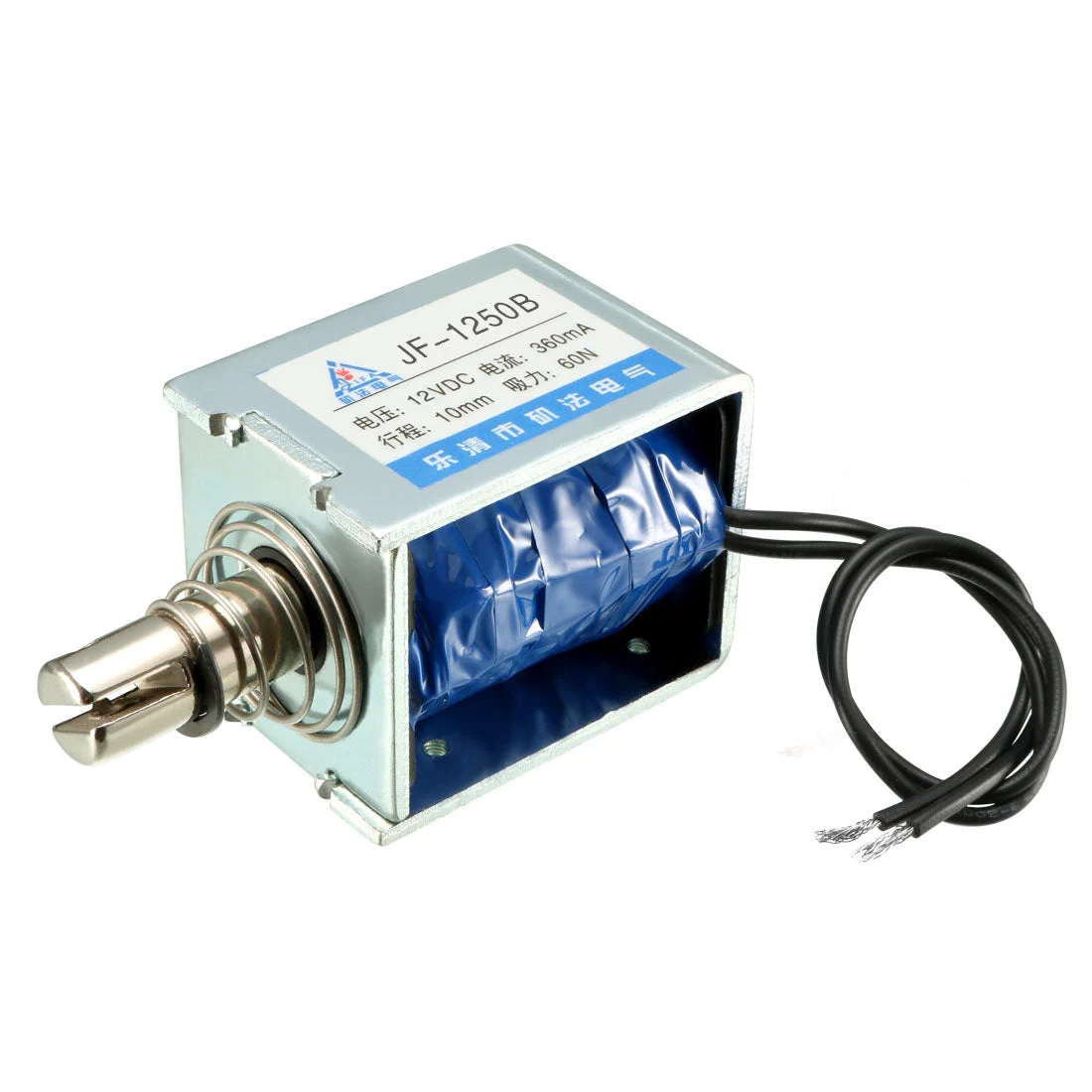 JF-1250B DC 12V 360mA 60N 10mm Pull Push Type Open Frame Linear Motion Solenoid Electromagnet