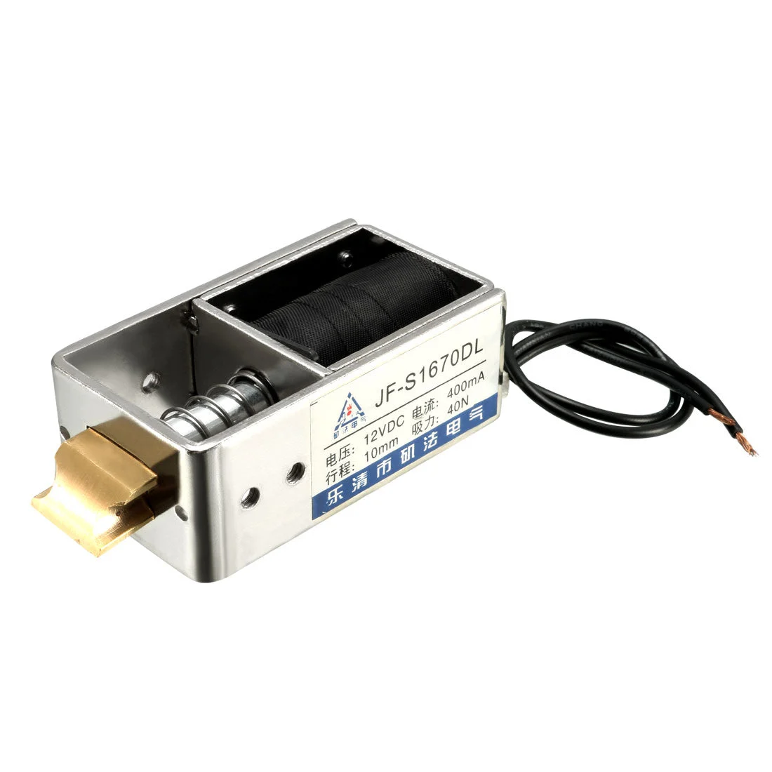 JF-S1670DL DC 12V 400mA 40N 10mm Pull Type Open Frame Linear Motion Solenoid Electromagnet