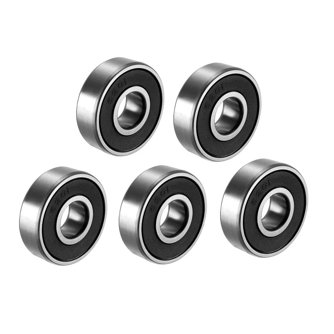 Deep Groove Ball Bearing 6201RZ Single Sealed, 12mm x 32mm x 10mm Chrome Steel Bearings 5Pcs