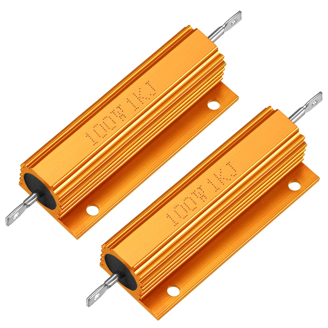 2pcs Aluminum Case Resistor 100W 1k Ohm Wirewound Gold for LED Replacement Converter 100W 1k RJ
