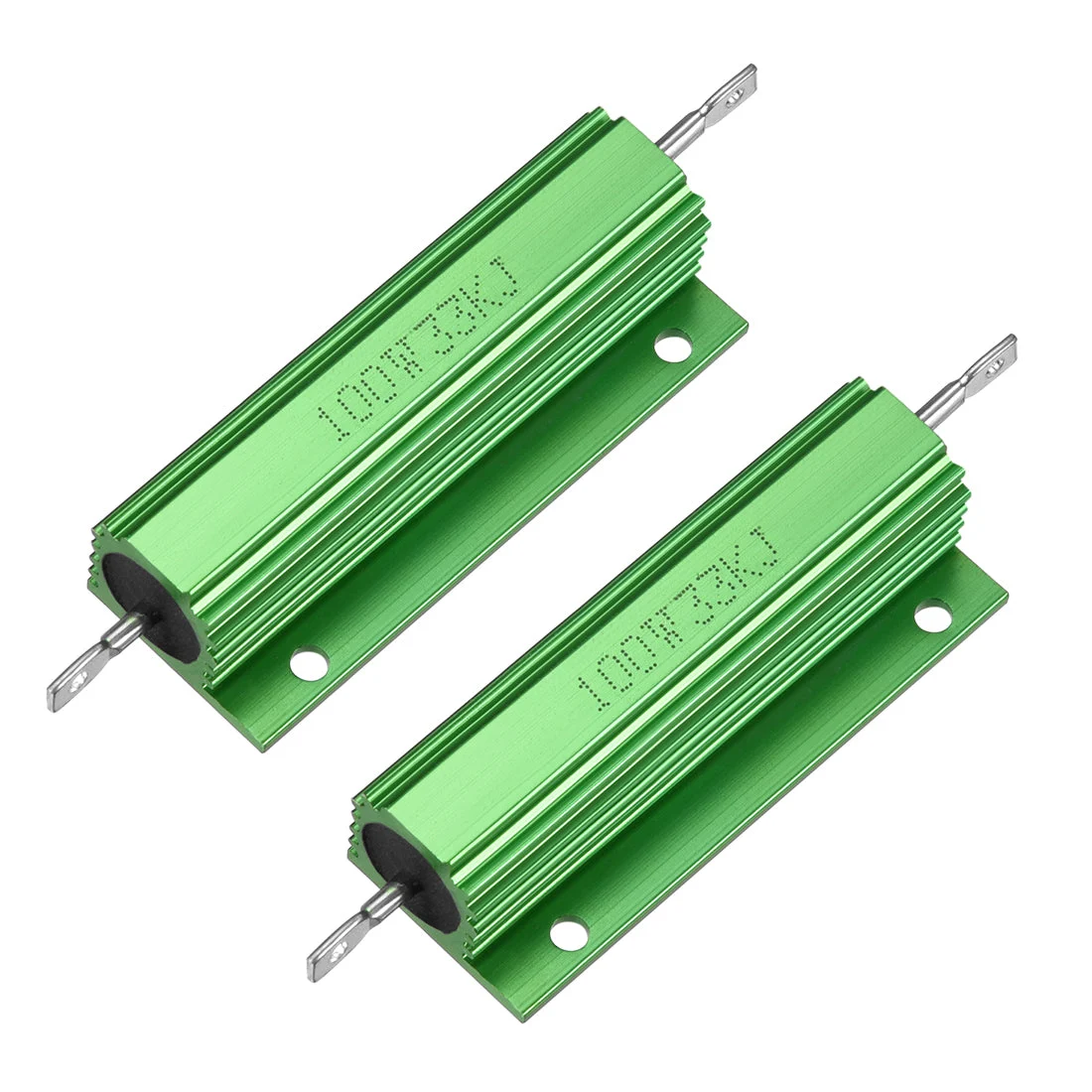 2 Pcs Aluminum Case Resistor 100W 33K Ohm Wirewound Green for LED Replacement Converter 100W 33KJ