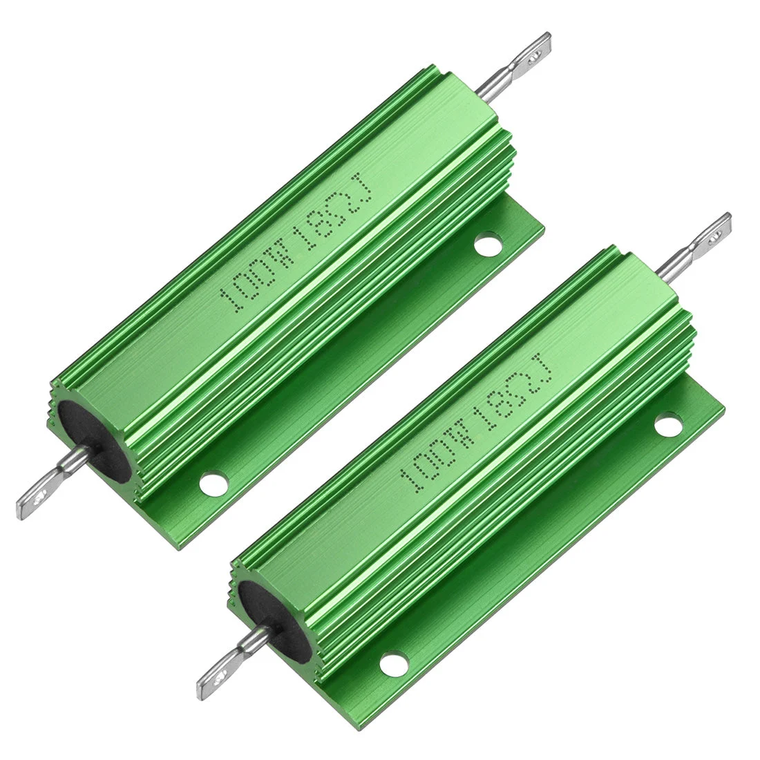 2 Pcs Aluminum Case Resistor 100W 18 Ohm Wirewound Green for LED Replacement Converter 100W 18RJ