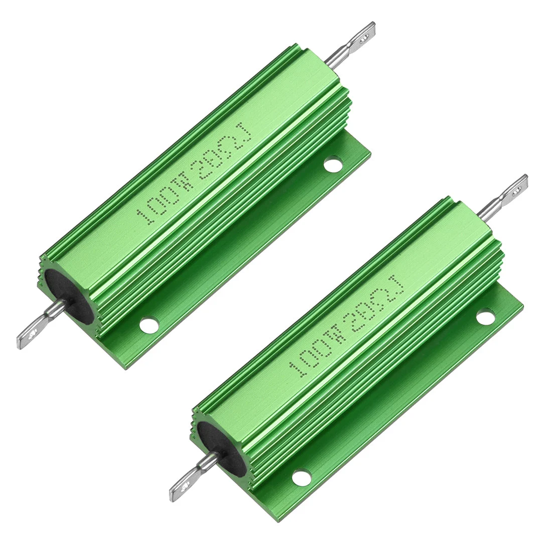 2 Pcs Aluminum Case Resistor 100W 20 Ohm Wirewound Green for LED Replacement Converter 100W 20RJ