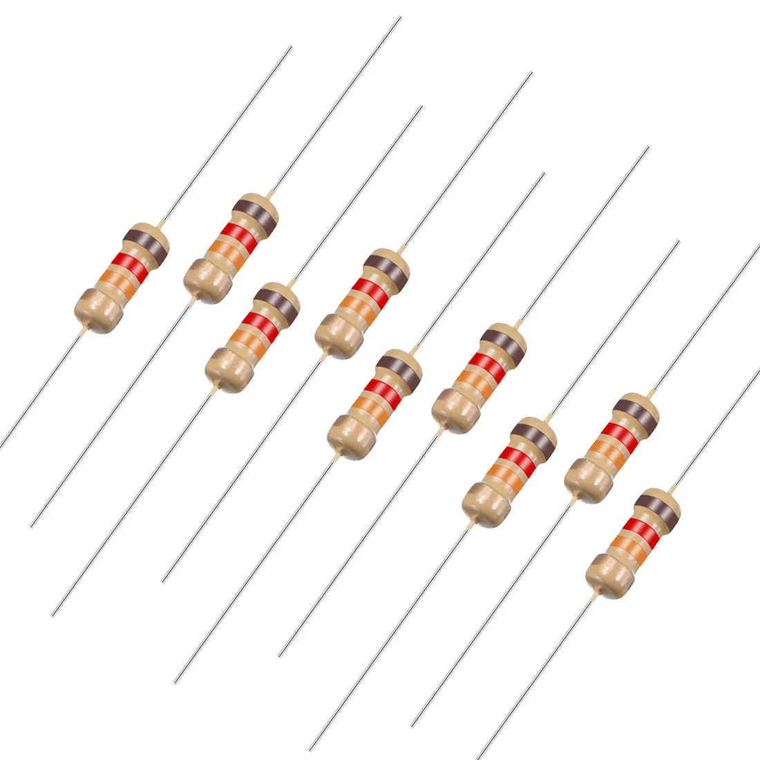 1/4 Watt 12K Ohm Carbon Film Resistors 5% Tolerances 0.25W 100pcs 4 Color Band