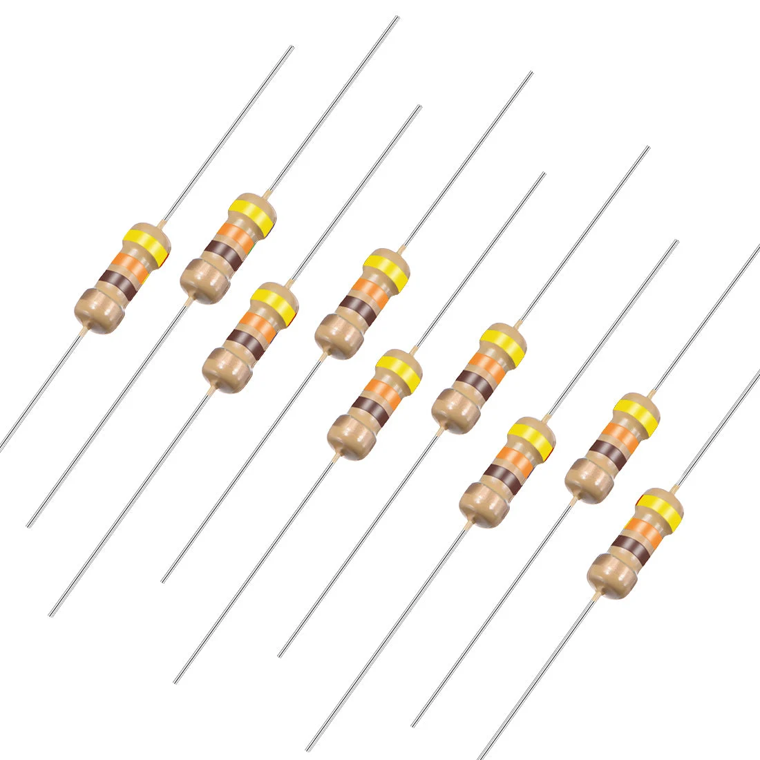 1/4 Watt 430 Ohm Carbon Film Resistors 5% Tolerances 0.25W 50pcs 4 Color Band
