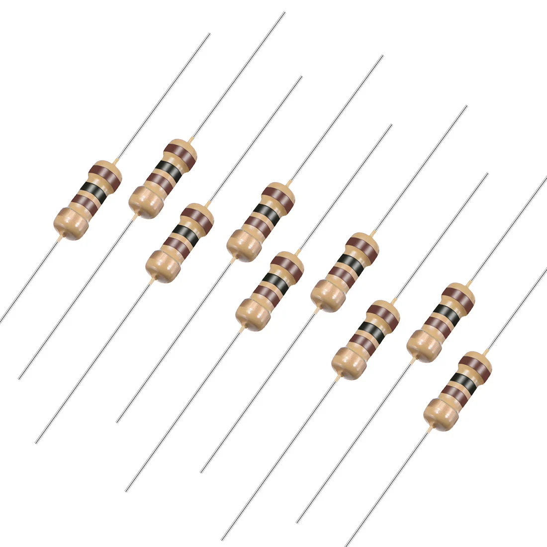 1/4 Watt 100 Ohm Carbon Film Resistors 5% Tolerances 0.25W 100pcs 4 Color Band
