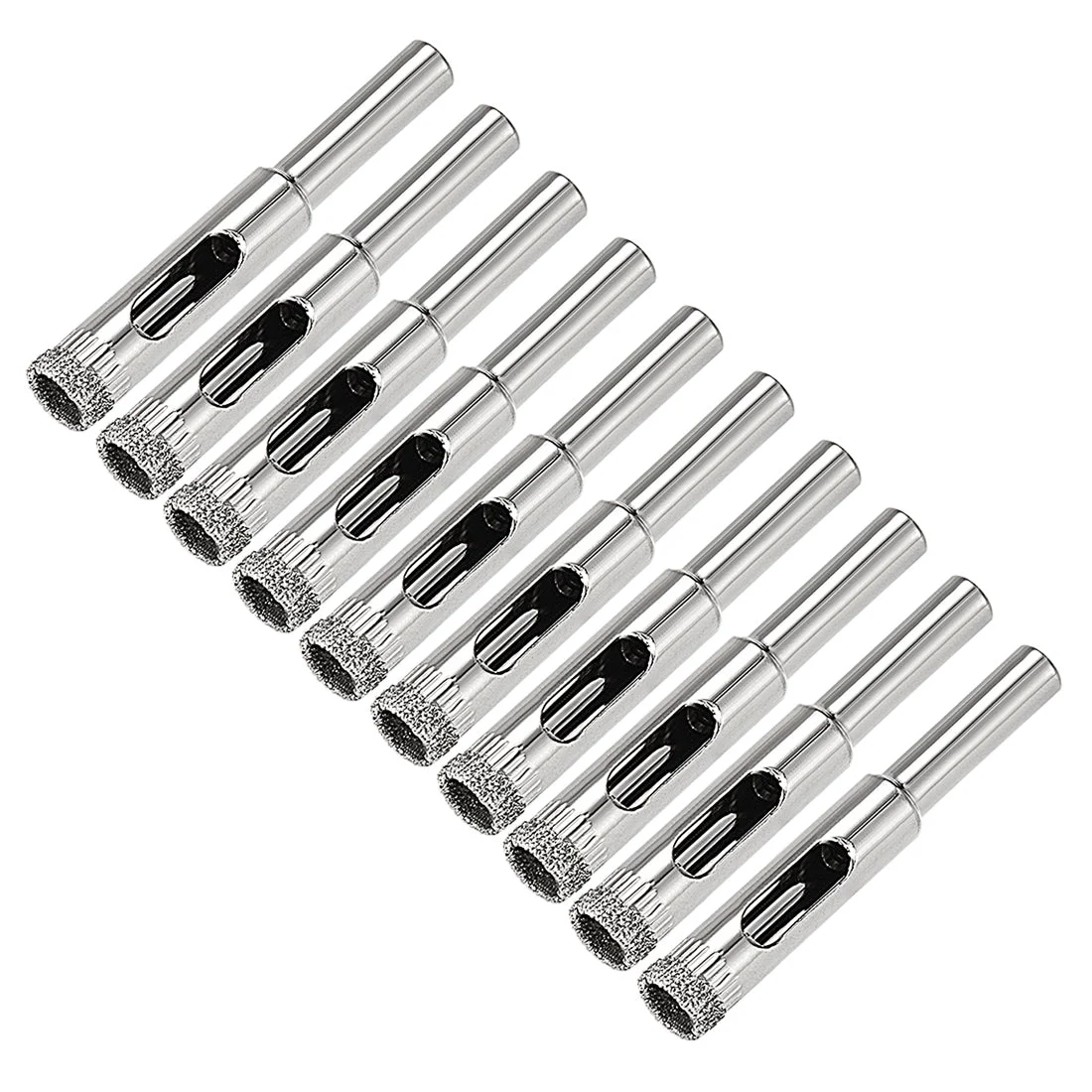 10pcs 8mm Diamond Drill Bit Hole Saw for Tile Glass Marble Granite Fiberglass Ceramic Tool Silver Tone