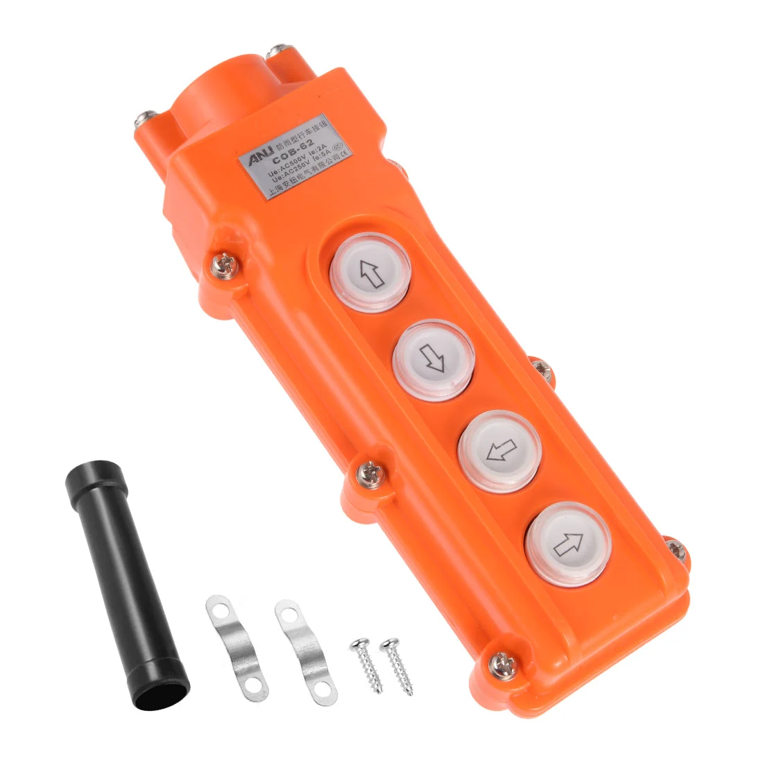 Hoist Crane Pendant Control Station Push Button Switch Up Down Left Right 4 Ways Orange
