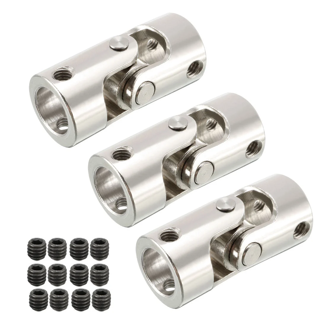 3pcs 10mm to 10mm Inner Dia Rotatable Universal Steering Shaft U Joint Coupler L35XD16