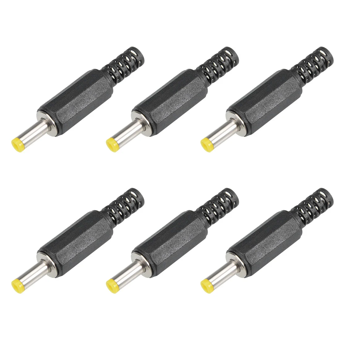 6Pcs DC Male Connector 4.0mm x 1.7mm Power Cable Jack Adapter Black
