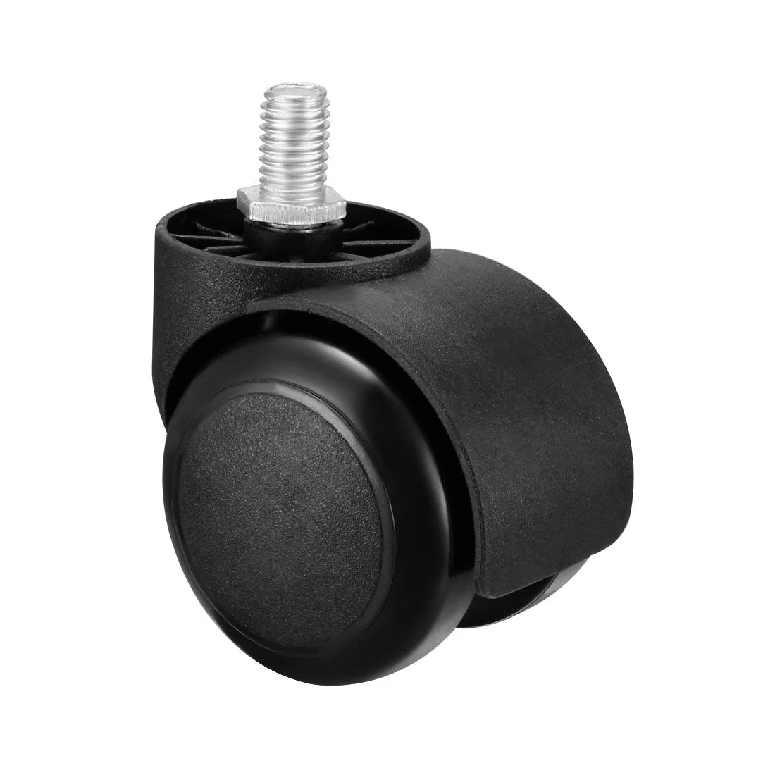 Office Chair Casters Wheels 2 Inch PU Twin Wheel M10x14mm Threaded Stem Swivel Caster Black, 3 Pcs