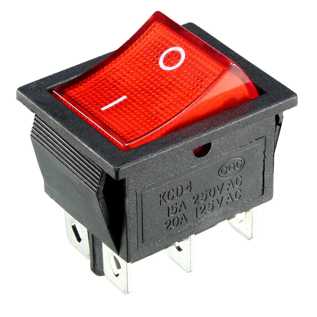 1pcs AC 250V/15A 125V/20A 6P I/O 2 Position Snap-in Boat Rocker Switch Red Black