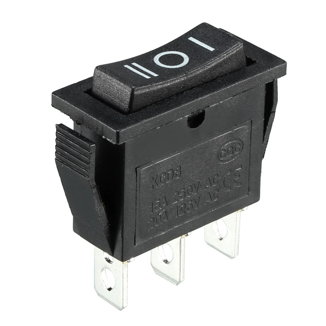 AC 250V/15A 125V/20A 3P ON/OFF/ON 3 Position Snap-in Boat Rocker Switch Black