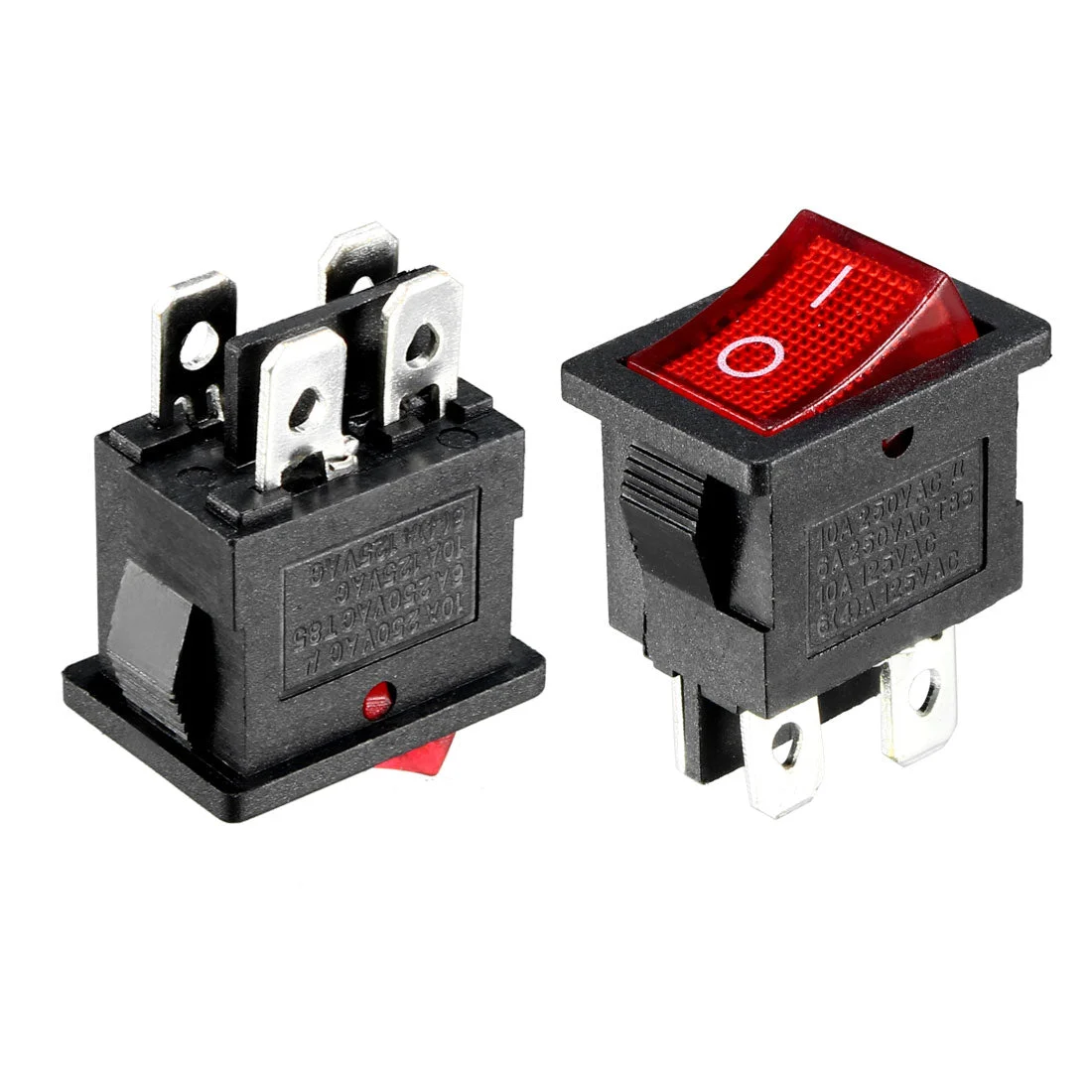 5pcs AC 250V 4A/6A/10A 125V 6A/10A 4P I/O 2 Position Snap-in Boat Rocker Switch